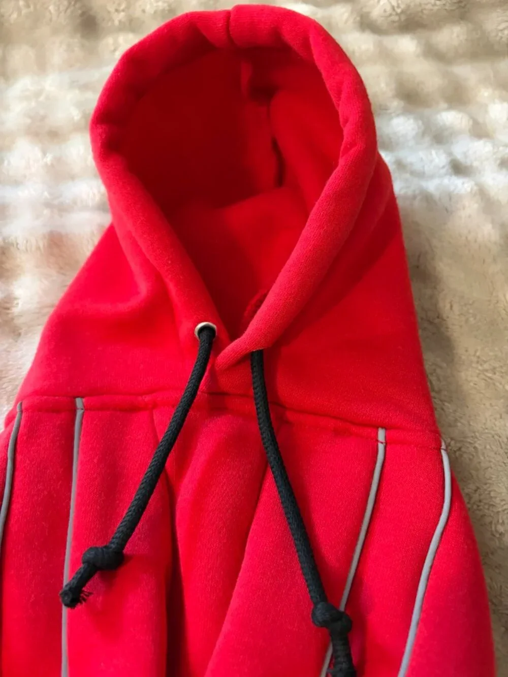 Red Dog Hoodie Fleece Lined Winter Coat Waterproof Reflective Pet Jacket Warmth